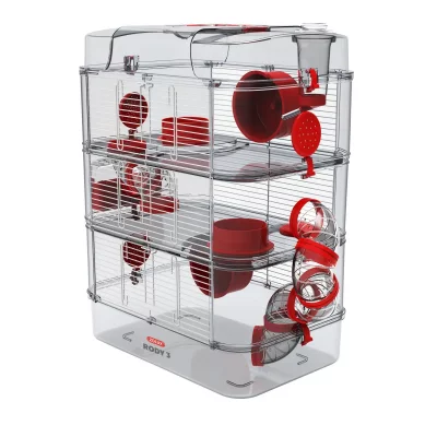 ZOLUX  - Cage pour petits rongeurs Rody 3 trio rouge grenadine