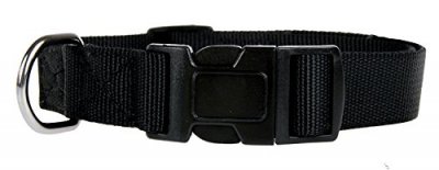 ZOLUX  Collier Nylon R&eacute;glable pour Chien Coloris Unis Noir Largeur 25 mm Tour de Cou 39 cm &agrave; 58 cm