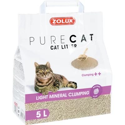ZOLUX  Liti&egrave;re pour Chat Pure Cat min&eacute;rale agglom&eacute;rante l&eacute;g&egrave;re 5 L