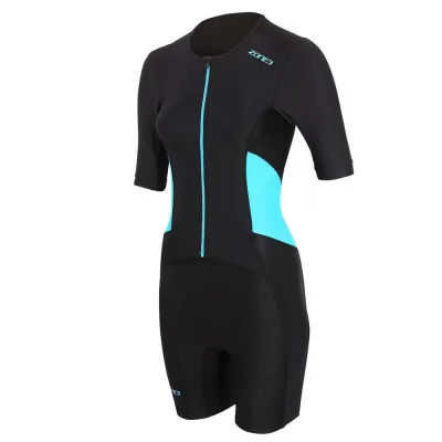 ZONE3  Women's activate short sleeve full zip trisuit - Black/Blue