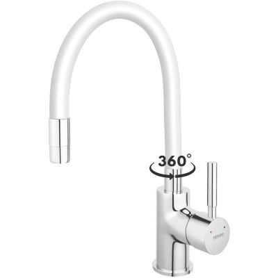 FERRO Zumba Robinet mitigeur de cuisine bec flexible Blanc - Blanc