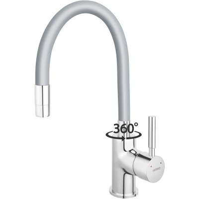 FERRO Zumba Robinet mitigeur de cuisine bec flexible Gris - Gris