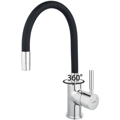 FERRO Zumba Robinet mitigeur de cuisine bec flexible Noir - Noir