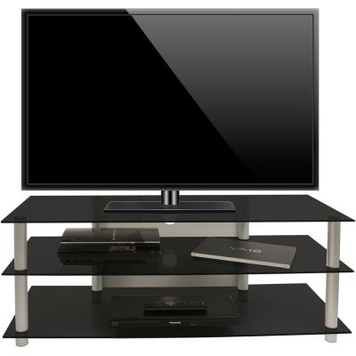 EBUY24 ZUMBO 110  meuble tv hifi video commode rangement verre noir