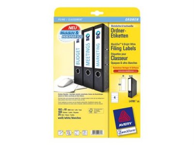 AVERY ZWECKFORM Zweckform - &eacute;tiquette pour dos classeur, 61 x 192 mm, blanc, sur 25F A4