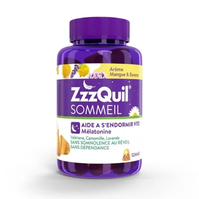 ZZZQUIL  Sommeil Mangue et Banane Gommes 60uts