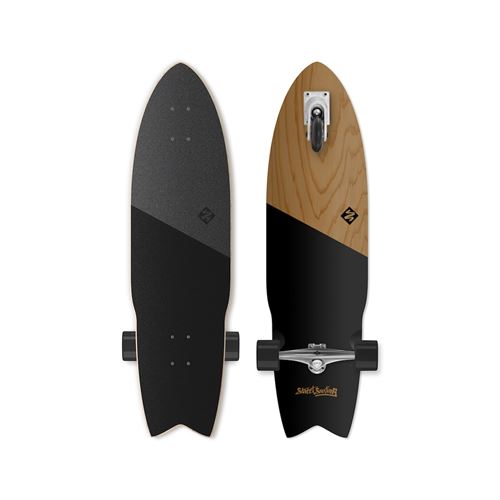 Skate surfboard street surfing shark attack 36 koa black